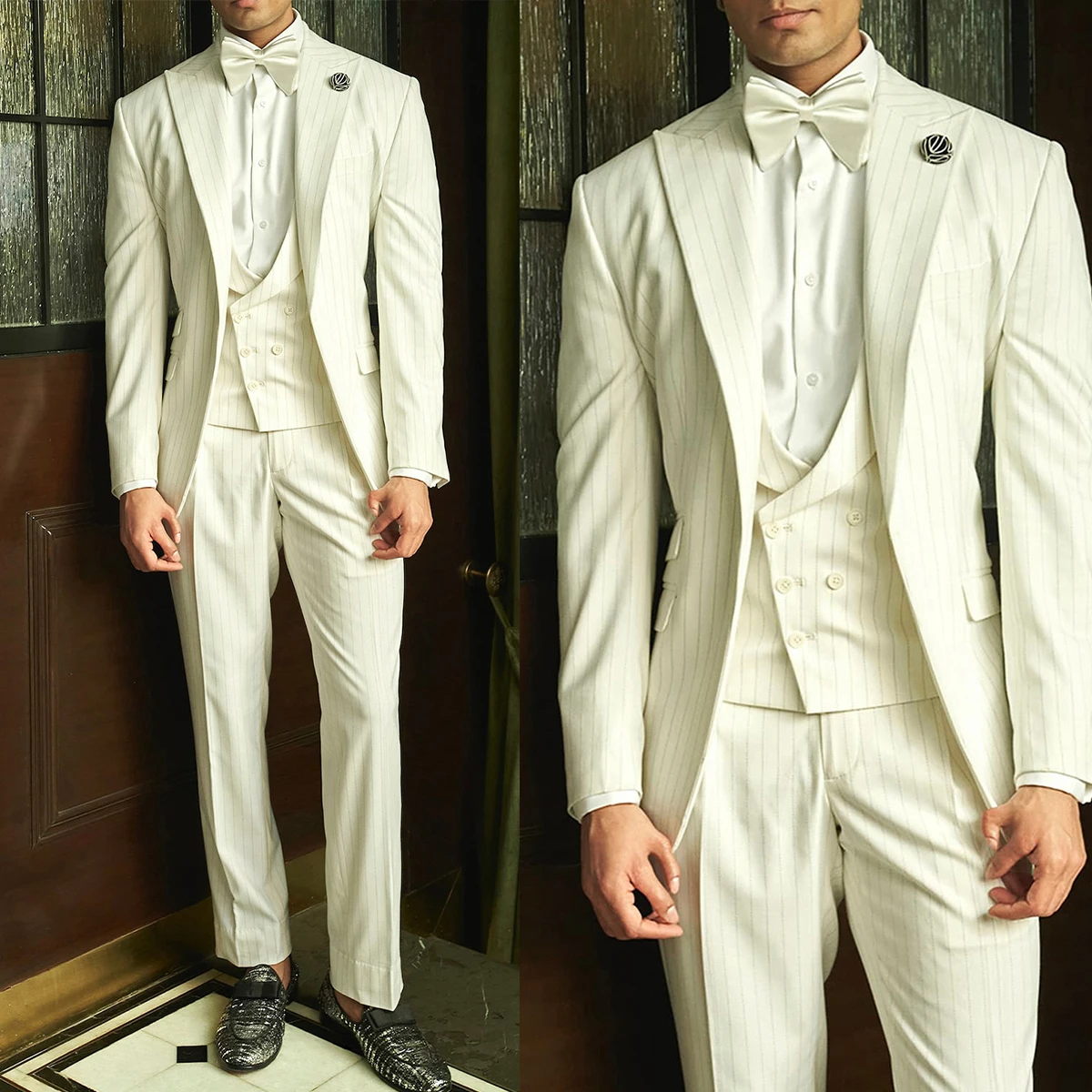 Men'S Formal Evening Wear - بدلات رجالية رسمية مخططة للزفاف، بتصميم
