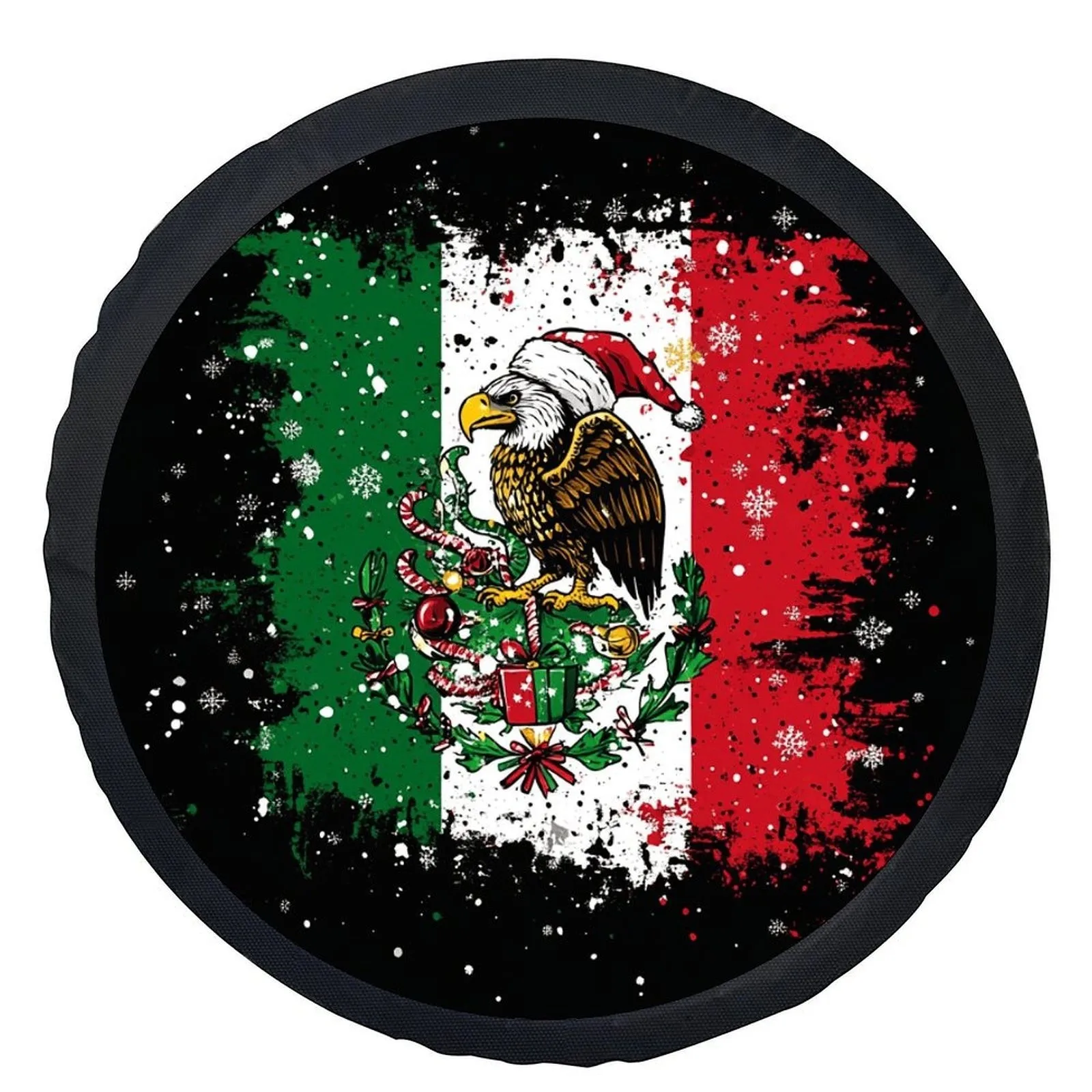 

Mexican Flag Eagle Christmas Tire Cover Universal Wheel Protector Spare Tire Cover