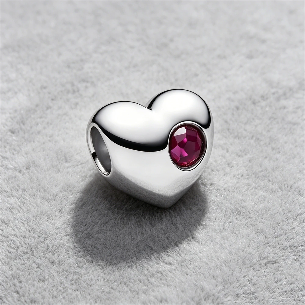 S925 Silver Heart-Shaped/Bird's Nest Style December Colored Birthstone Charm Fit For Bracelets Necklaces Birthday Gifts Jewelry
