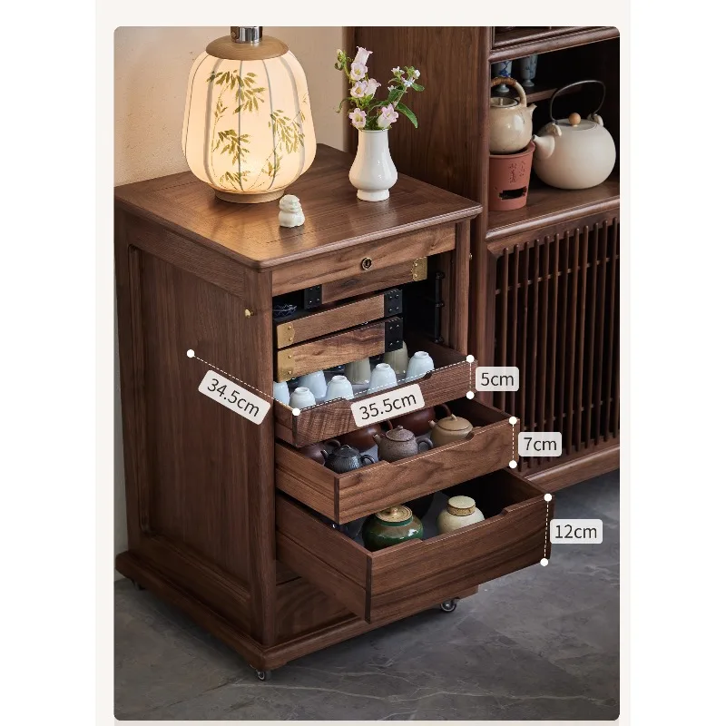 Dental cabinet, rotating drawer, tea set storage cabinet, black walnut Wenwan jewelry, locker, chest cabinet