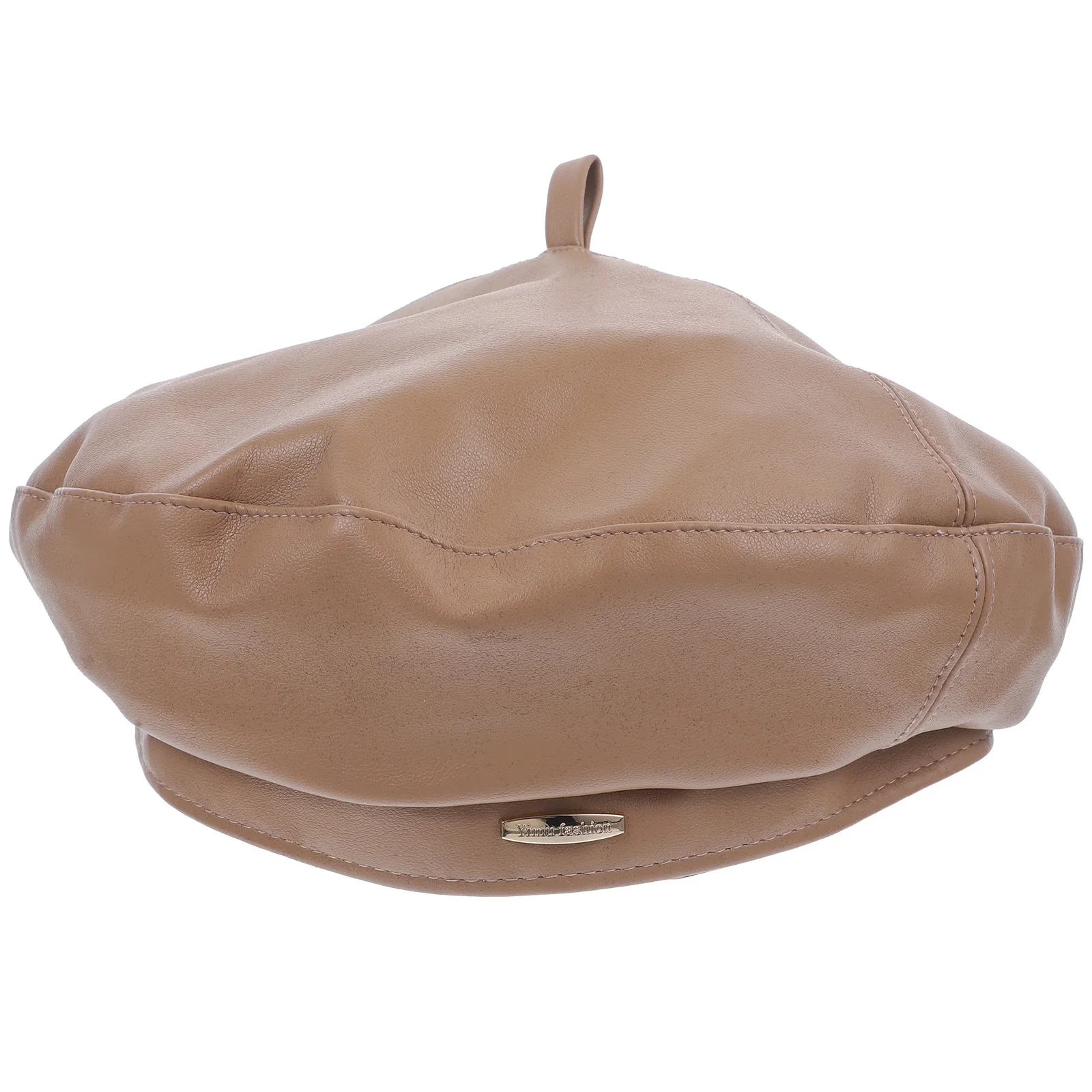 

PU Beret Brown Warm Fashion Hat Retro Headdress for Women Lady Autumn Winter Travel PU Beret