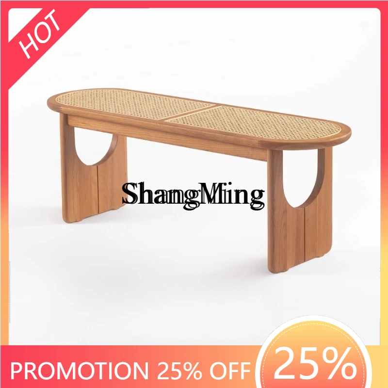 

SM new dining chair rattan solid wood bench bench bench solid wood dining chair rattan bedroom bedside stool