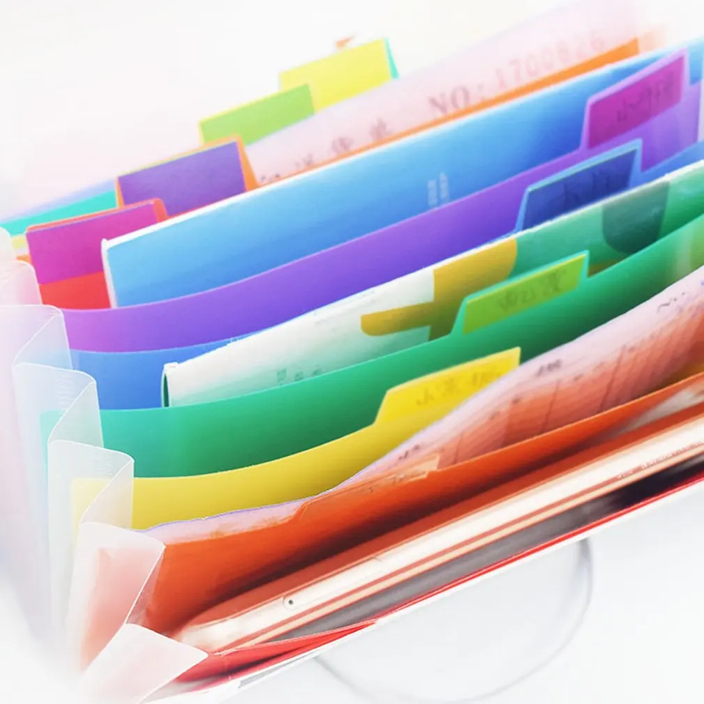 New A6 Mini 13 Pockets Portable Storage Clip With Buckle Expanding File Folder Rainbow Document Organiser Multicolor Wallet Case