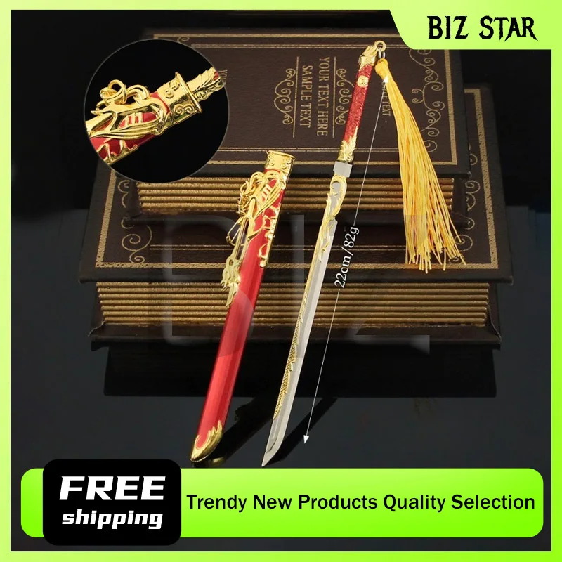 22cm/8.66in Game Peripheral Tang Horizontal Toy Swords Model Toy Alloy Sheathed Collection Weapon Ornament Desktop Display Gifts
