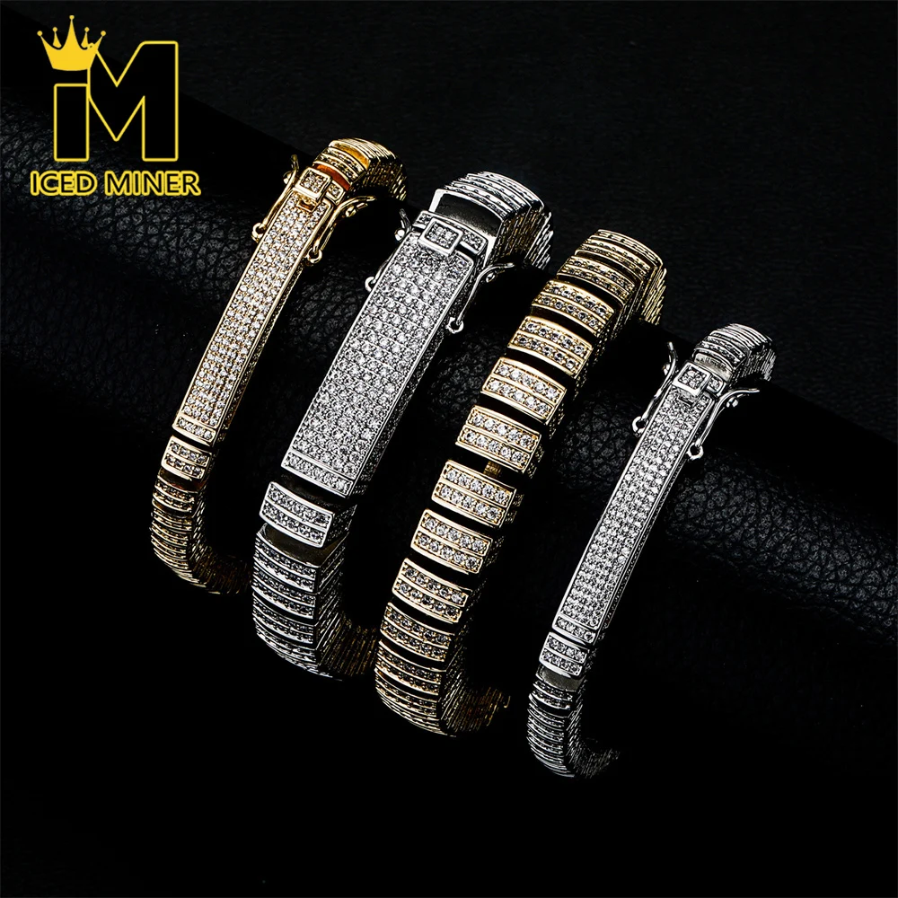 

Icedminer 10mm Full Iced Out Cuban Link Chain Bracelet Bling Zircon Hand Chain for Men Women Hip Hop Jewelry Free Shipping