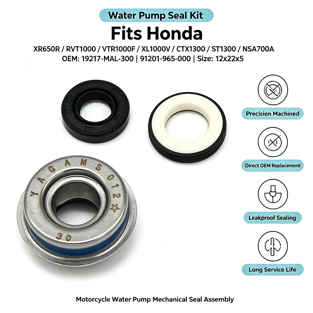 Motorcycle Water Pump Seals For Honda XR650R RVT1000 RC51 VTR1000F VTR1000 XL1000V CTX1300 ST1300 CRF450X FL400R FT500 NSA700A
