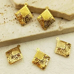 5PCS Vintage Hollow Flower Charm Stainless Steel Gold Color Handmade DIY Earrings Bracelet Necklace Pendant Accessories Jewelry