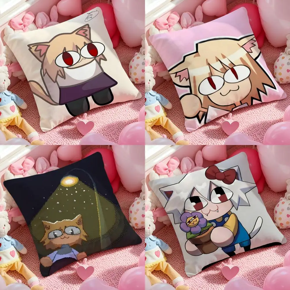 Neco Arc Funny Meme Kawaii Cushion Cover Pattern Printed Pillowcase For Living Room Sofa Cushion Cover & Bedroom Decor