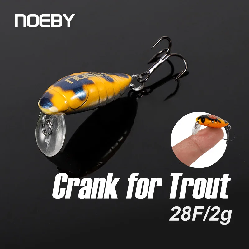 Noeby Angelköder, Mini-Wobbler, 28 mm, 2 g, schwimmendes Insekt, Minnnow-Kurbelköder, künstlicher harter Swimbait, Hecht, Forelle, Angelgerät