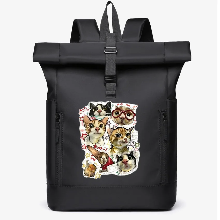 

Men's Backpack American Fun Cartoon Cat Outdoor Waterproof Computer Bag for Commuting Travel Rolling Top Student Bookbag
