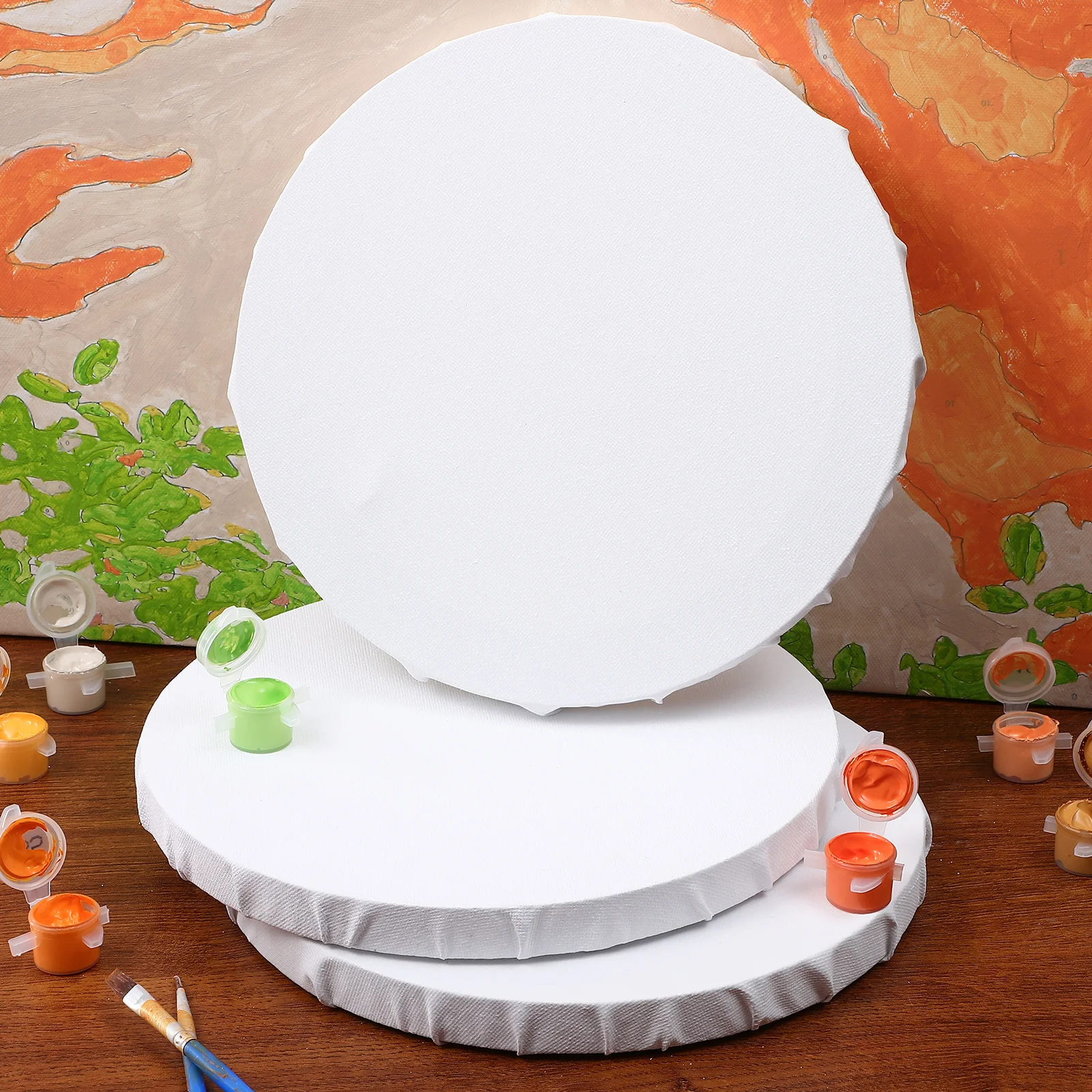 3 個耐久性のある油絵キャンバスボード丸型高品質絵画パネルアート Diy 工芸品学生アーティストツール