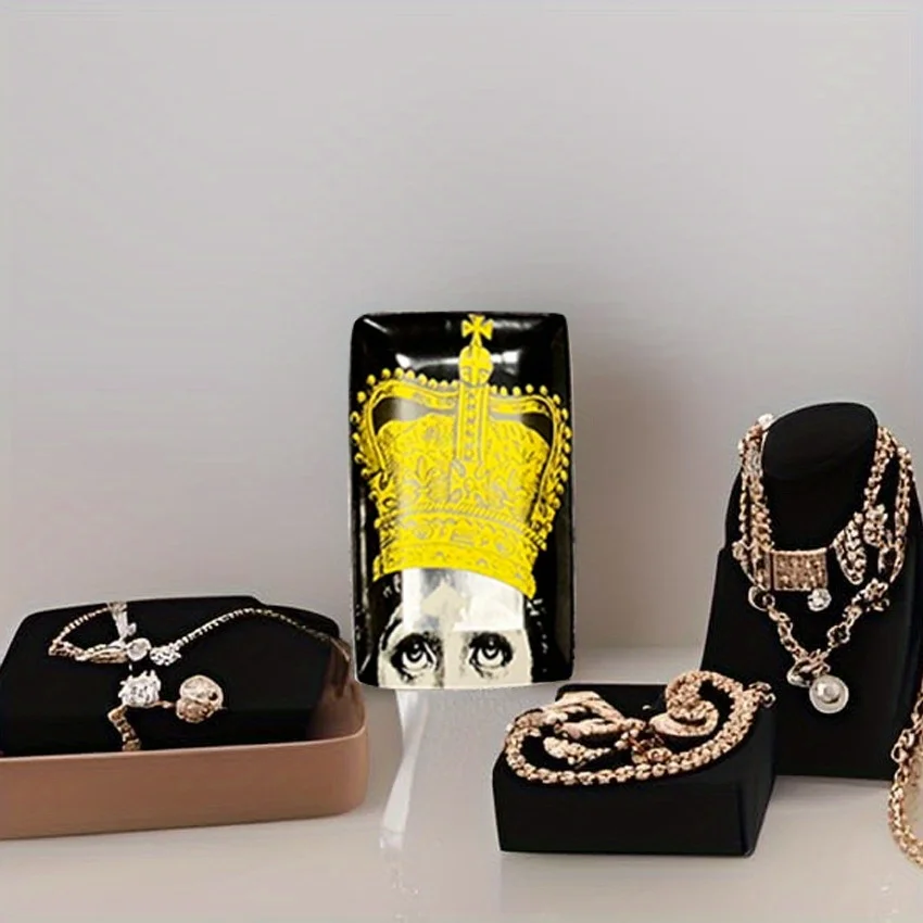 صينية تذكارية على شكل تاج مجوهرات، صينية تخزين، صينية سيراميك للوجه الإيطالي، صينية خاتم الزواج، ديكور الحائط، هدية الزفاف #3