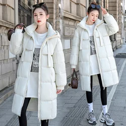 Winter Coat 2024 New Women Thick Warm Down Cotton Jacket Korean Loose Hooded Coats Female Parkas Casual Long Overcoa Outerwear