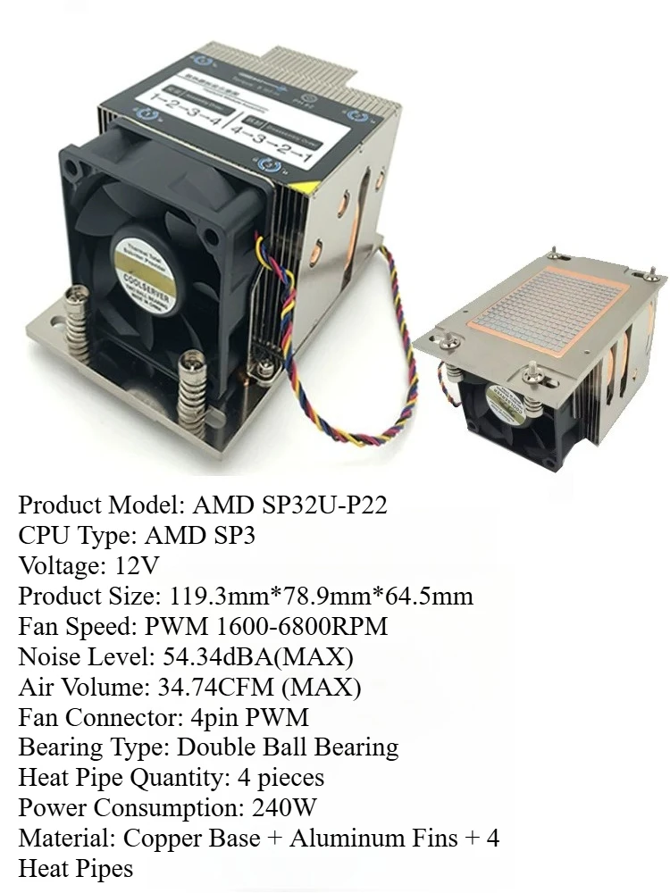 Suitable for Leopard 2U Server AMD SP3 2U P22 6800 RPM CPU Cooling Fan