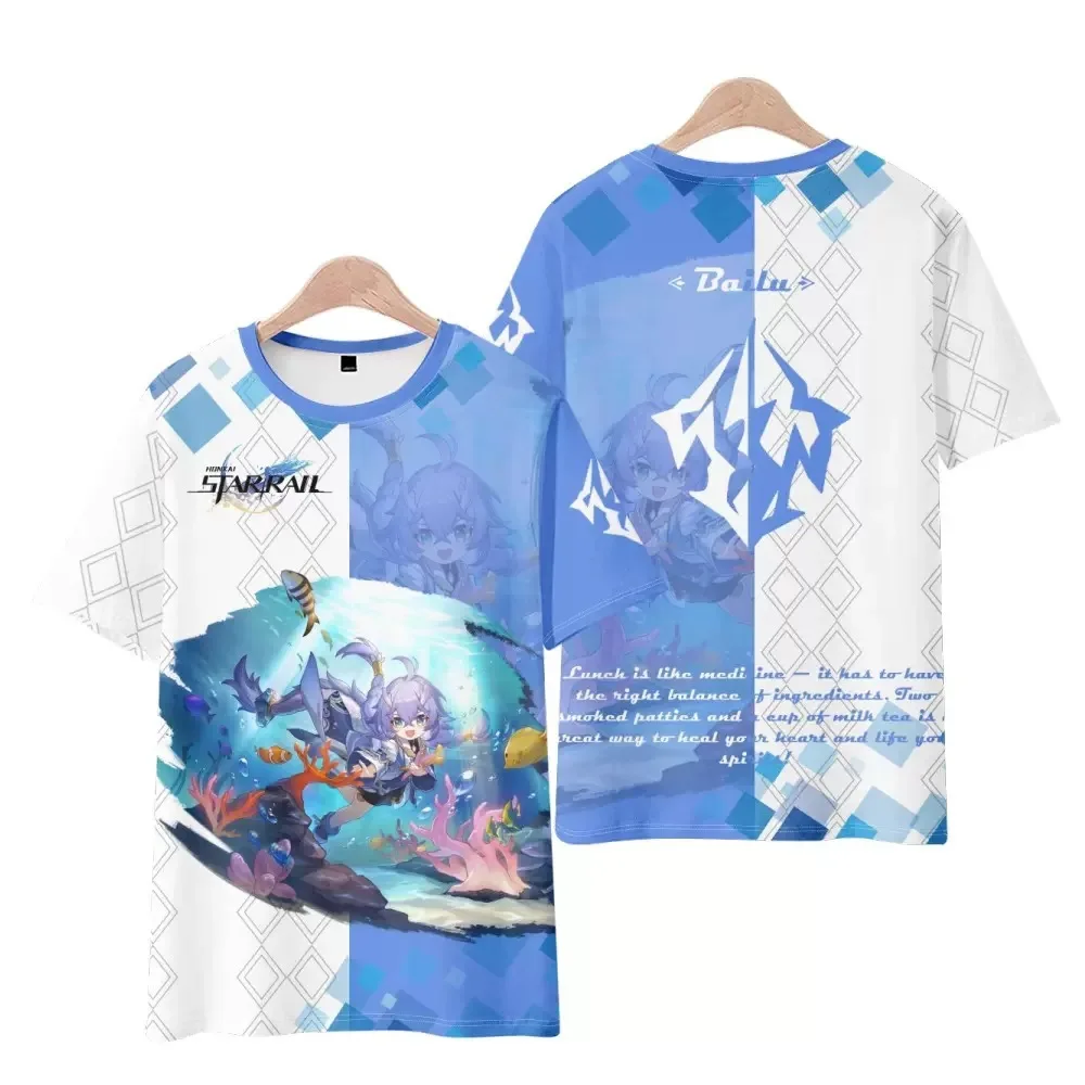 เสื้อยืดพิมพ์ลายเกม honkai Star Rail 3D ผู้หญิงผู้ชาย Bailu Dan heng March 7 himeko Clara Seele Herta ชุดคอสเพลย์ผู้หญิง