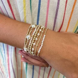 CCGOOD Stackable Bracelets for Women 18K Gold Plated Pearl Beads Bracelet Femme Pulseras Mujer Jewelry Accessories