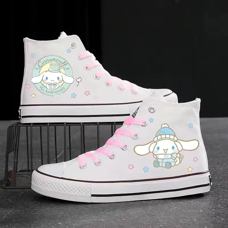 Sanrio Sanrio Kuromi Cartoon Canvas Shoes My Melody Print Cute High Top Couple Sneakers Korean Version Versatile Shoes for Women