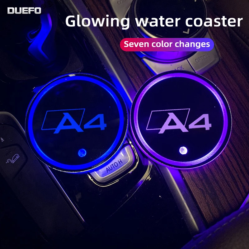 2PCs led water coaster water glass atmosphere light Sticker per audi Audi A3 A4 A5 A6 A7 A8 Q3 Q5 Q7 Q8 accessori per auto