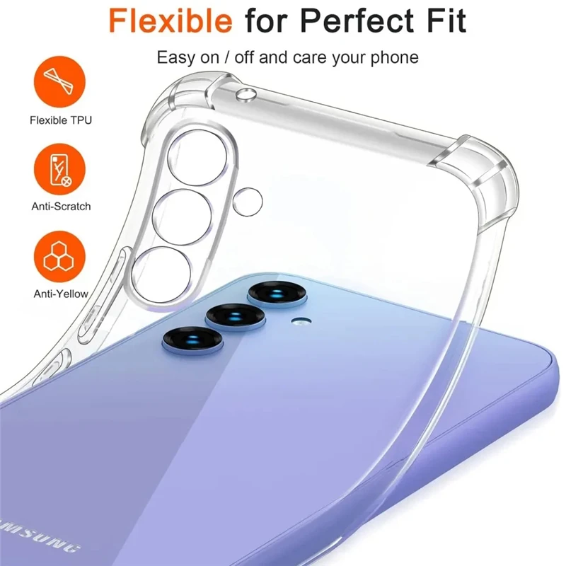 Clear Phone Case For Samsung Galaxy A55 Soft TPU Silicone cover on Samsung Galaxy A35 A25 A15 A05 4G 5G Back Cover