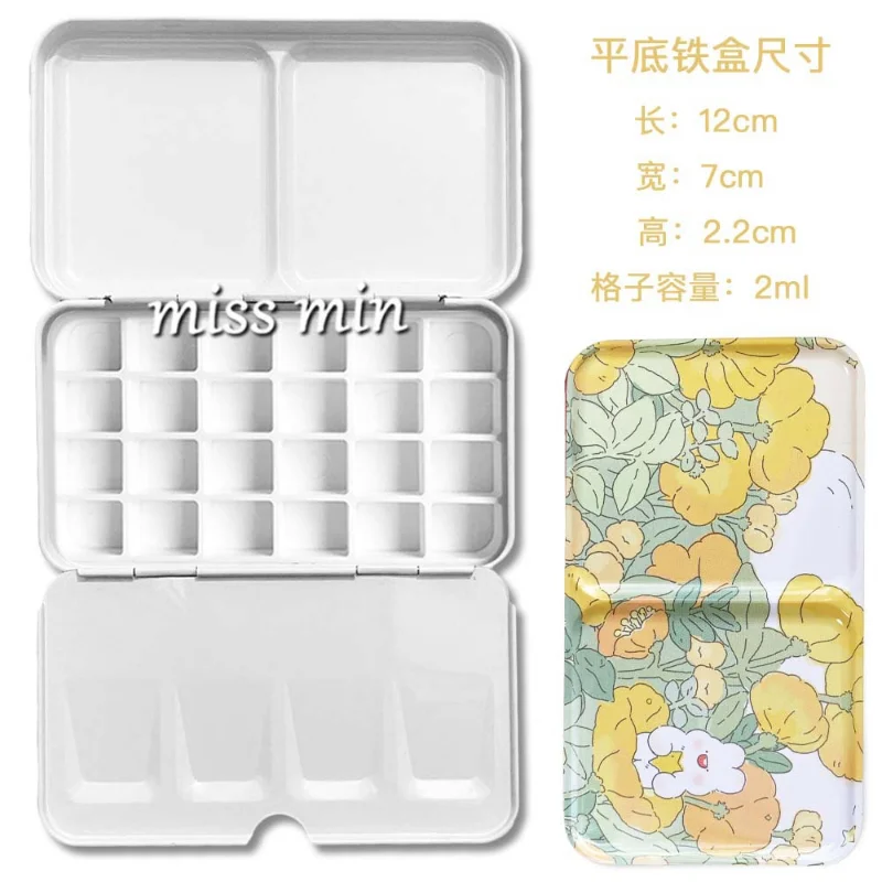 

Cute 24Pcs Half Pans Watercolor Oil Paints Tins Box Empty Palette Painting Storage Paint Tray Box For Art Painting Supplie