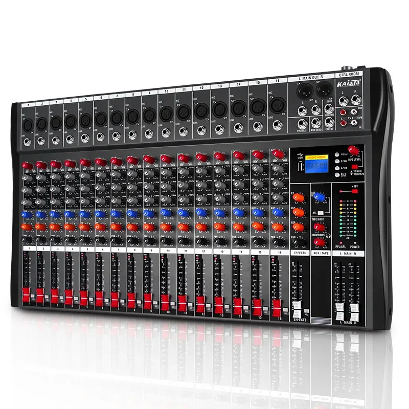 

CT16- A 16 Channels Professional Studio Audio Mixer Bluetooth USB DJ Sound Mixing Console 48V Phantom