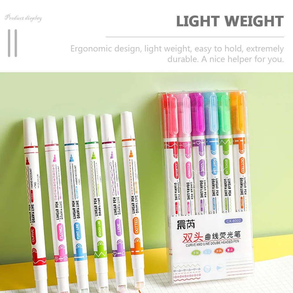 8pcs Rolling Ball Marker Pens Double Tip Design For Scrapbook Painting Outline Drawing Fine Point Portable Curve Markers Art