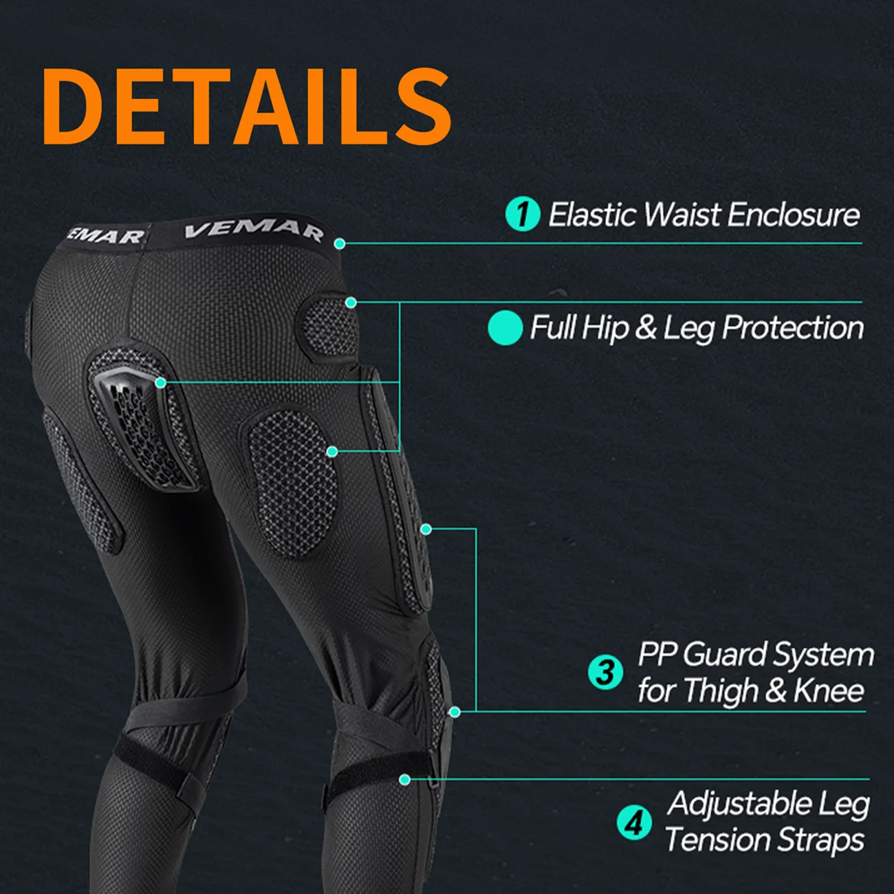 Motorcycle Armor Pants Set, Impact Resistant Protective Trousers for Off-Road R… - Image 4