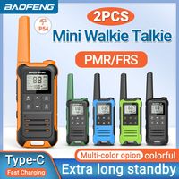 2pcs Baofeng F22 Mini Walkie Talkie Long Range Waterproof  Type-c Charger PMR 446 FRS Portable Two-way Radios For Camping