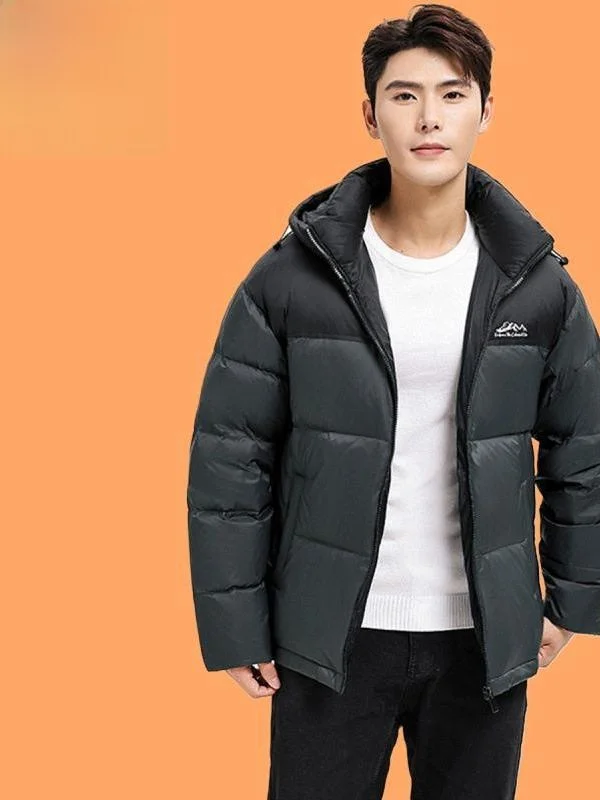 

High-Down-Filled-Power-Winter-Puffer-Jacket-Stand-Collar-Unisex-90-Down-Thermal-Bread-Jacket-Short-Style-Business-Casual