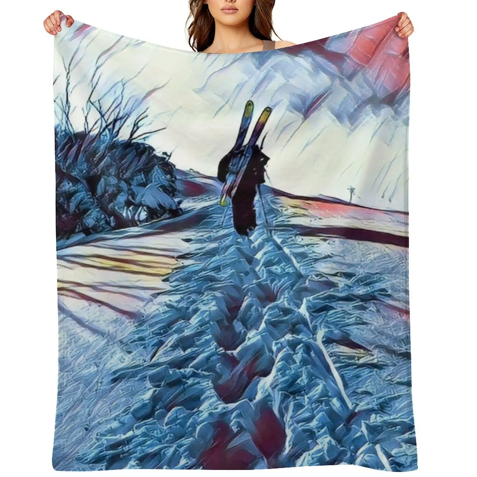 

The Hike Out, Mt Hotham Throw Blanket Winter beds Plaid Stuffeds Cute Blankets