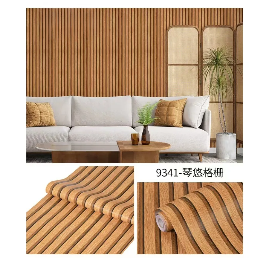 Peel and Stick Wooden Slat Wallpaper Self Adhesive Removable Wood Stripe Grain Contact Paper for Home Bedroom Living Room Decor