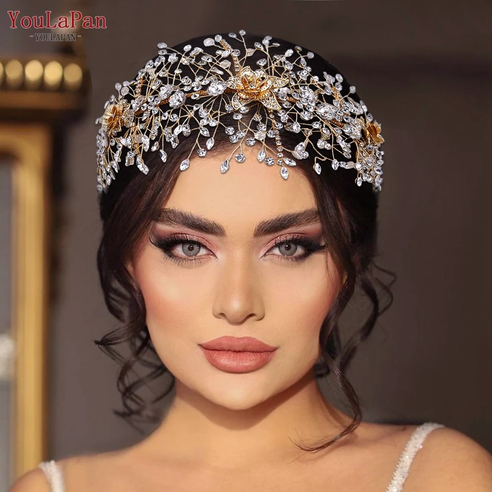 

TOPQUEEN Wedding Hair Accessories Flower Bridal Headband Woman Tiara Headband Pageant Headdress Bride Head Piece for Party HP286