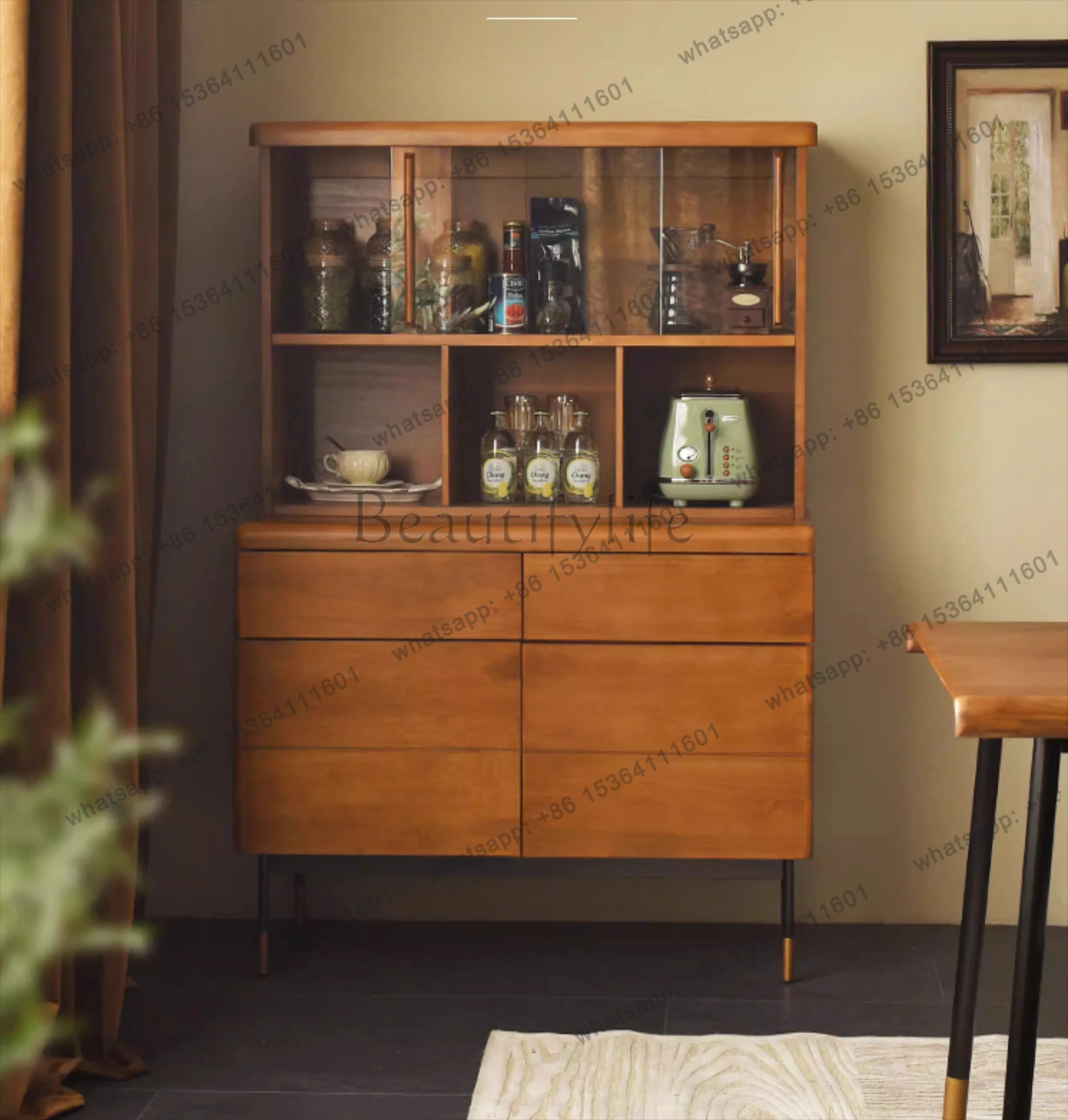 

Скандинавский тумба-буфет из массива дерева для столовой, хранения, чайной, гостиной, настенный, ретро, интегрированный шкаф, современный, простой, легкий люкс