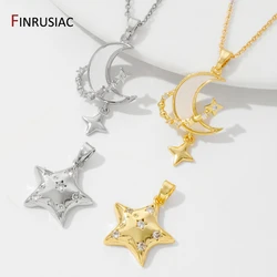 Multi Style 18K Gold Plated Brass Inlaid Zircon Moon Star Pendant,DIY Fashion Necklace Making Accessories,Supplies For Jewelry