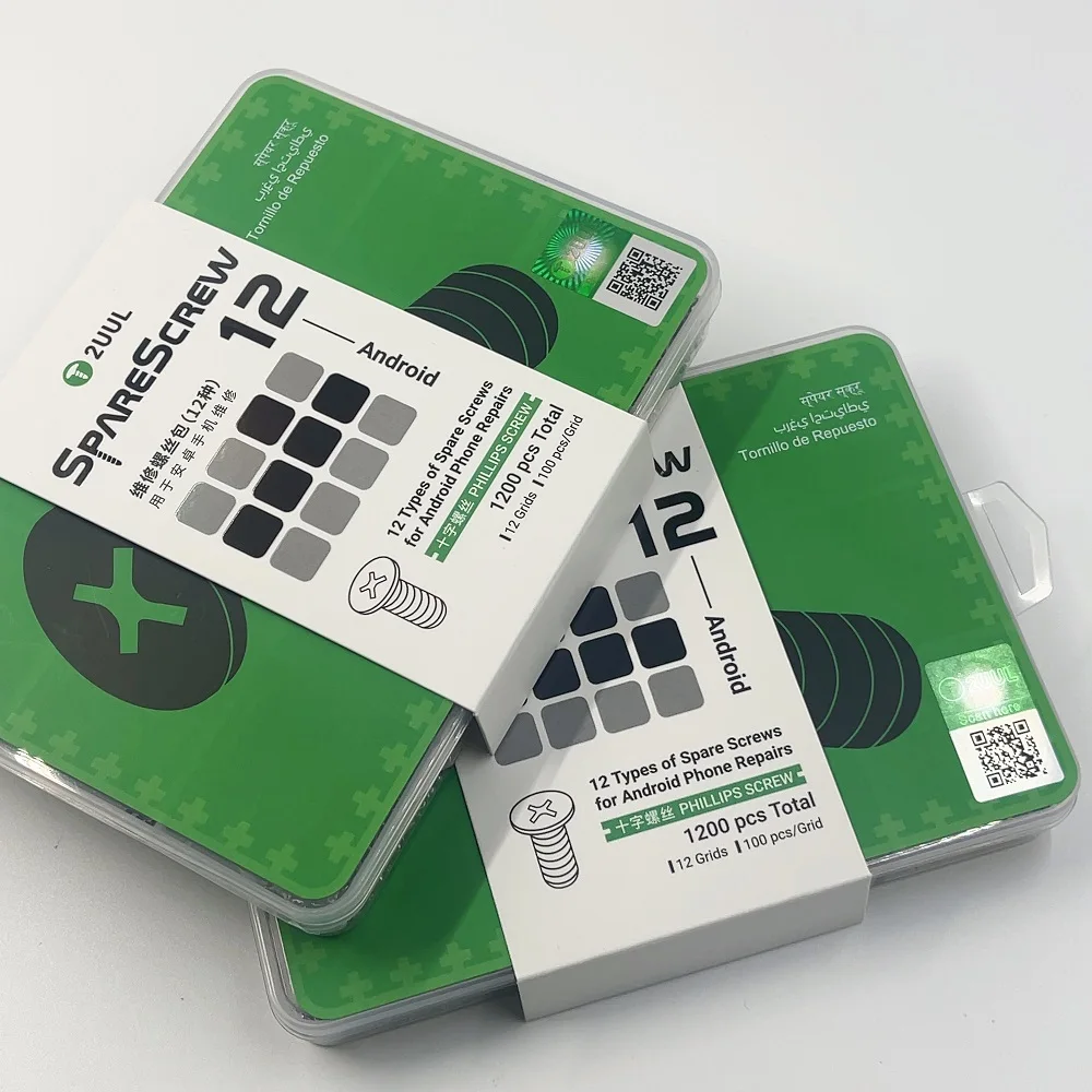 

2UUL SC12 SpareScrew12 Android Phone Repair Special Cross Screw Pack With 98% Android Phones 12 Types 1200 Pieces/box