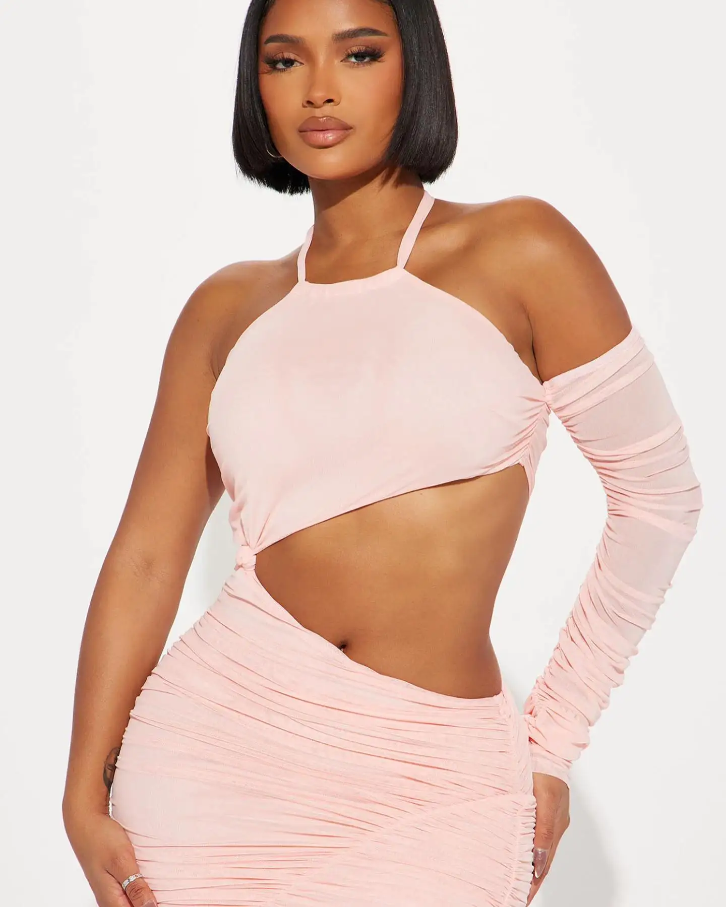 Vestido de noite reto de camisa sexy personalizado de alta qualidade sem mangas com halter na altura do tornozelo فستانmavera