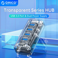 ORICO Transparent Series USB HUB Multi 4 7 Port High Speed USB3.0 Splitter With Micro USB Power Port For Laptop PC OTG Adapter