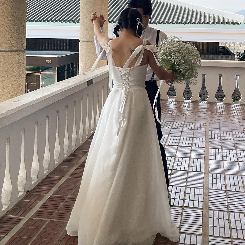Square Neck White Black Korea Evening Dresses Satin Evening Gown Photo Shoot Corset Sleeveless Birthday Party Dress Maix 신상원피스