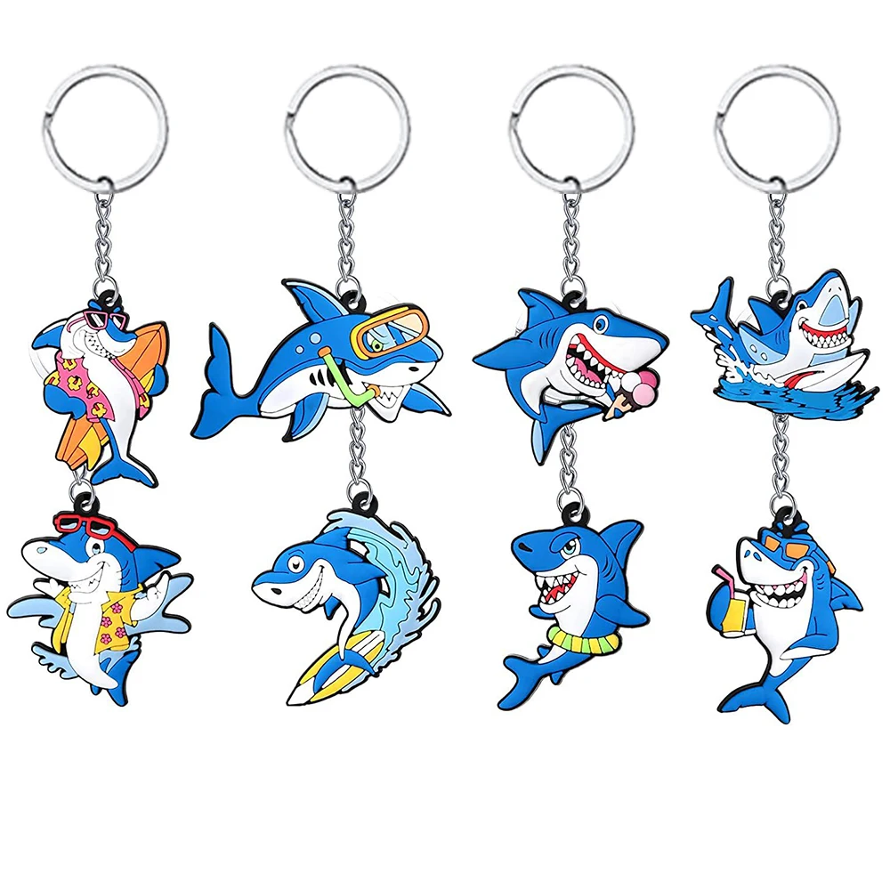 6pcs shark keychains Ocean Animals Straws shark straws Kids Birthday Straws ocean Animals Shark Birthday Party decoration favors