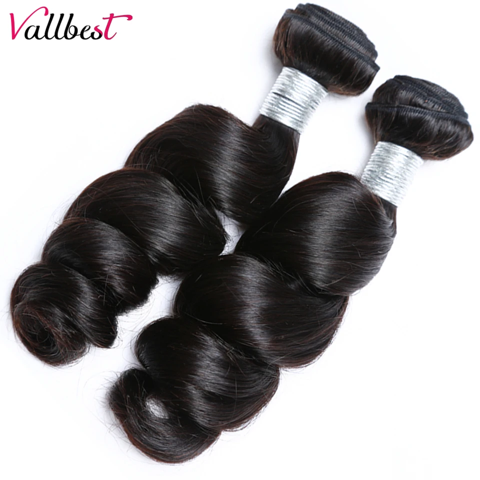 Vallbest Loose Wave Bundles Human Hair Brazilian Hair Weave Bundles 1/3/4 PCS Human Hair Bundles Loose Wave Hair Extensions