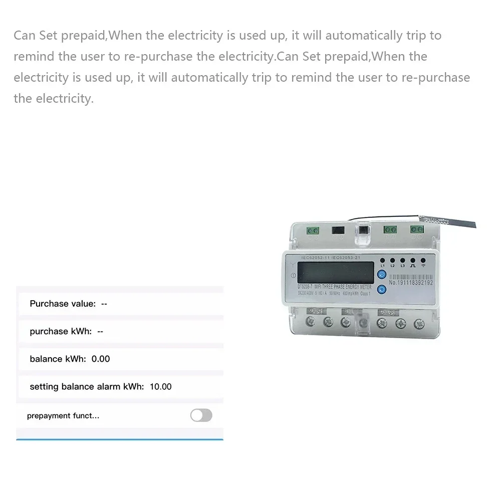 Open Electric Three phase electricity meter WIFI  Smart Switch with energy monitoring overvoltage protection