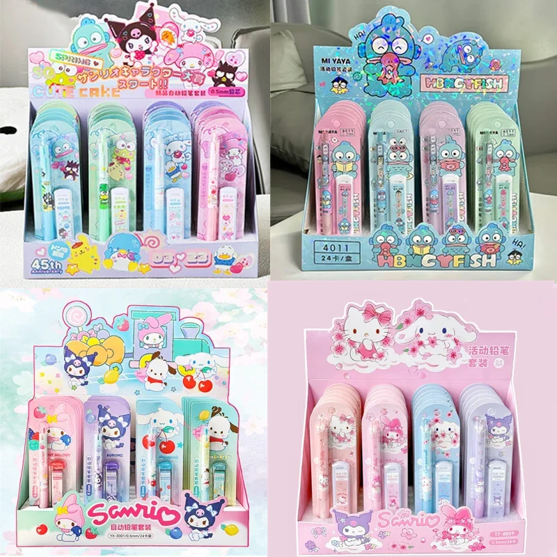 sanrio kuromi ola kitty desenhos animados lapis grupo alto valor bonito estudante papelaria kawaii meus presentes melody novo 12 pcs 24 pcs 05 mm 01