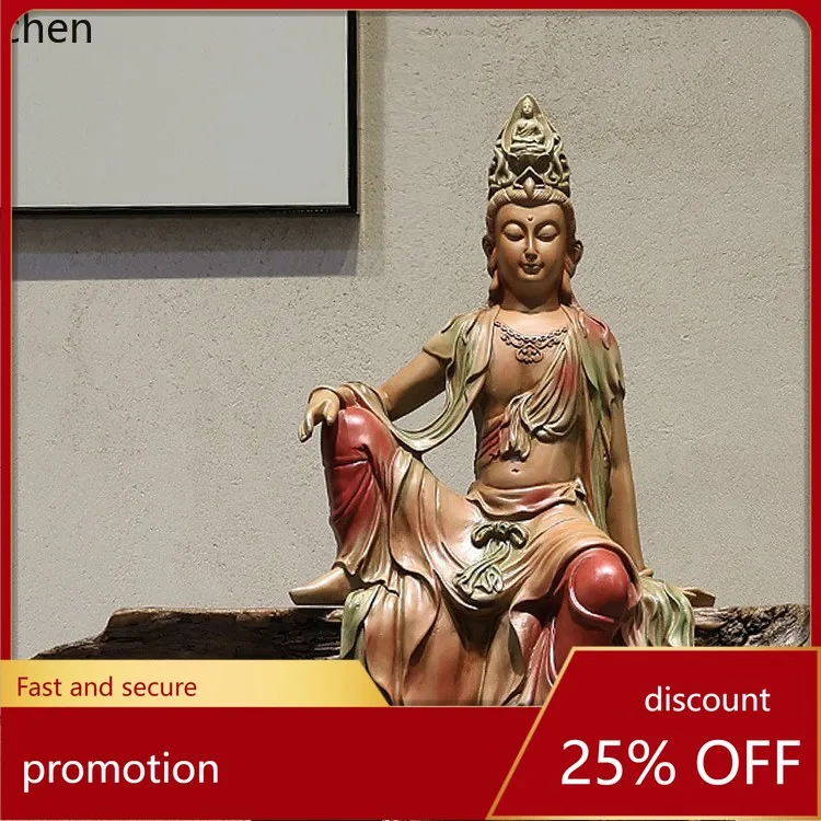 

Cz1 home water moon guanyin bodhisattva living room entrance tea room bogu rack fish tank zen buddha statue ornaments