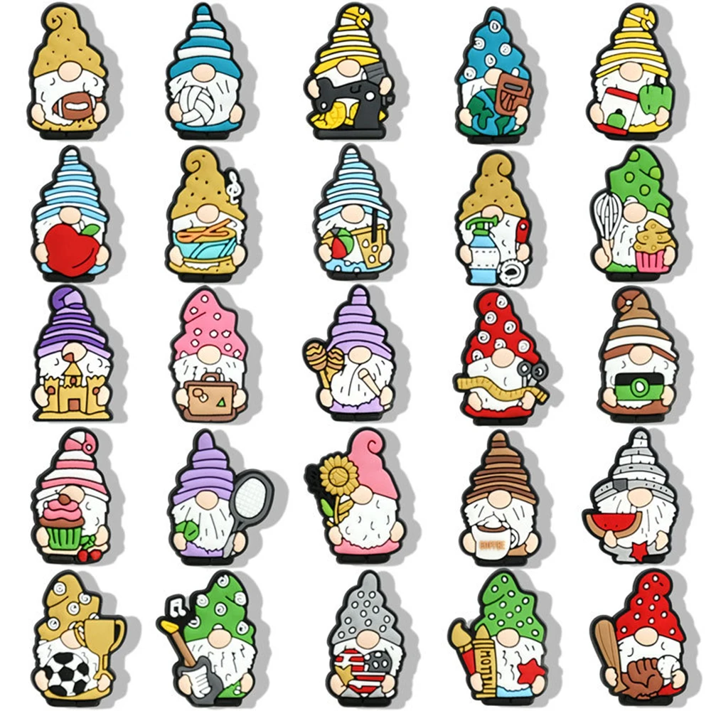 Single Sale 1pcs Dwarf gnomes series Shoe Charms Accessories Decorations PVC Buckle for Kids Party Xmas Gifts