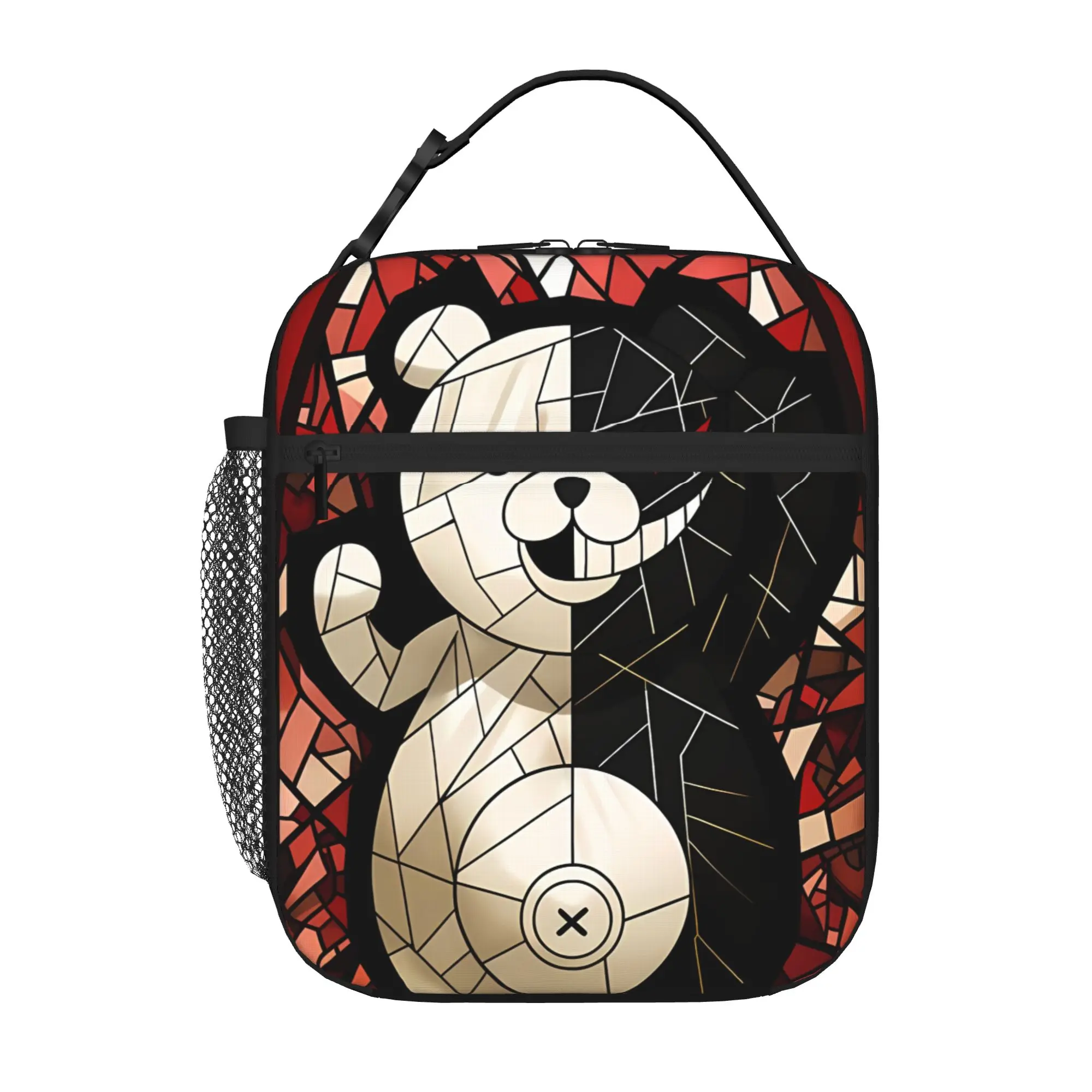 1 Piece Portable Lunch Container Stained Glass Monokuma Zipper Closure Durable Pocket Danganronpa For Lunch Box Bag