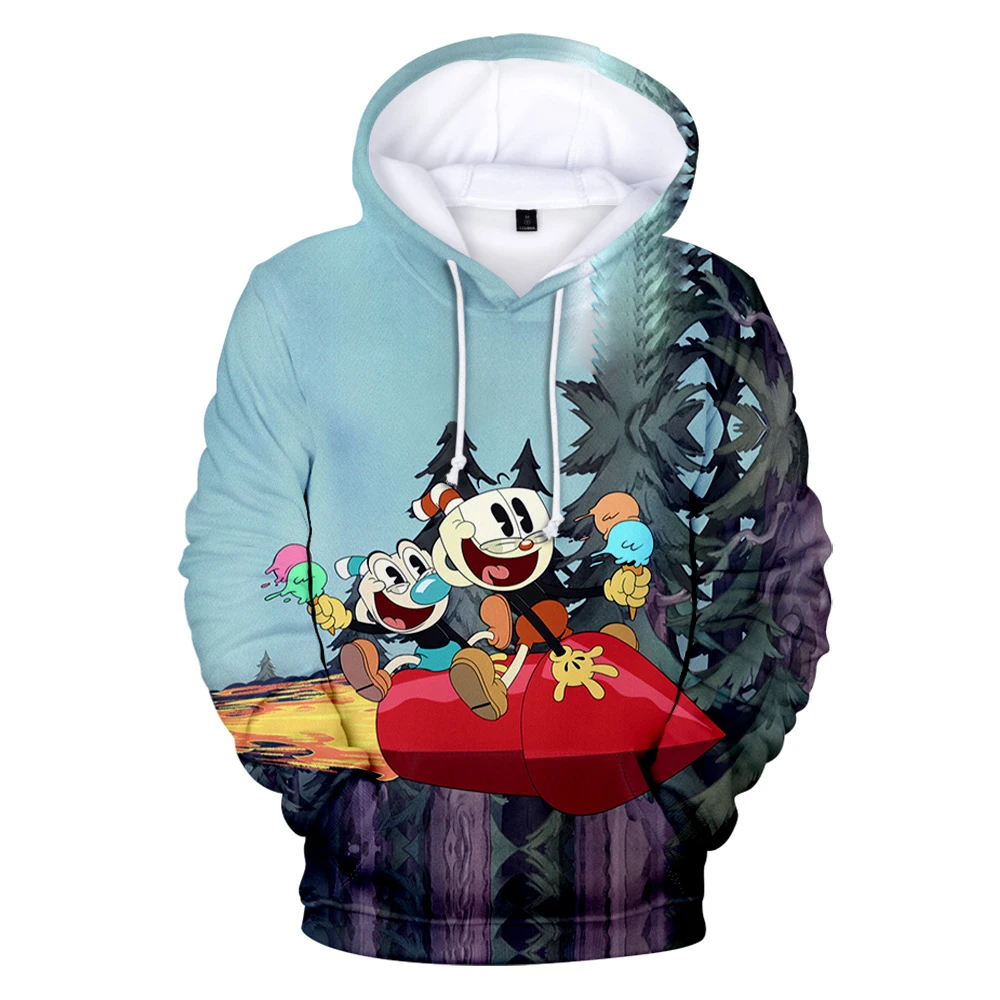 The Cuphead Show Hoodie Unisex Long Sleeve Sweatshirt Women Men's Hoodies American Cartoon 3D Clothes Plus Size