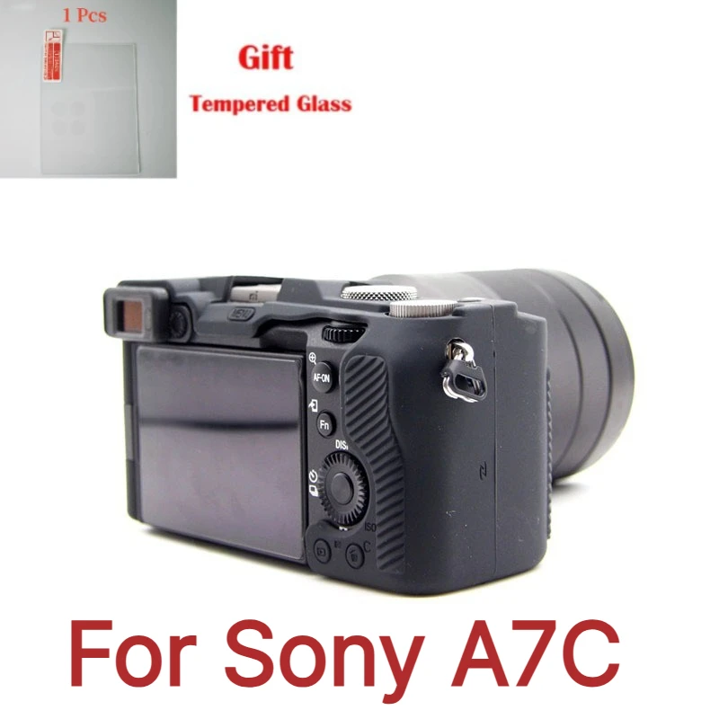 For Sony A7C Camera silicone case a7c Camera bag Shockproof, Dustproof protective Soft case cover +1PCS Free Tempered Film