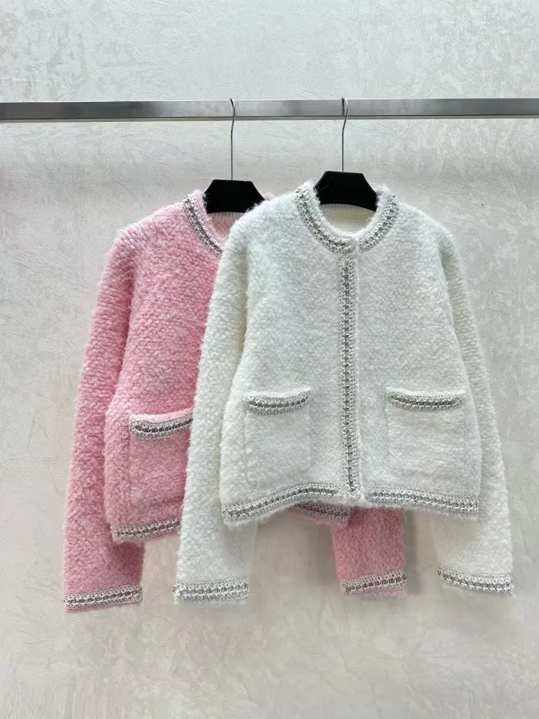 Customized High-End Women's Knitted Cardigan Solid Color Simple Design Luxury Fashion Ladies Open Front Knitwear