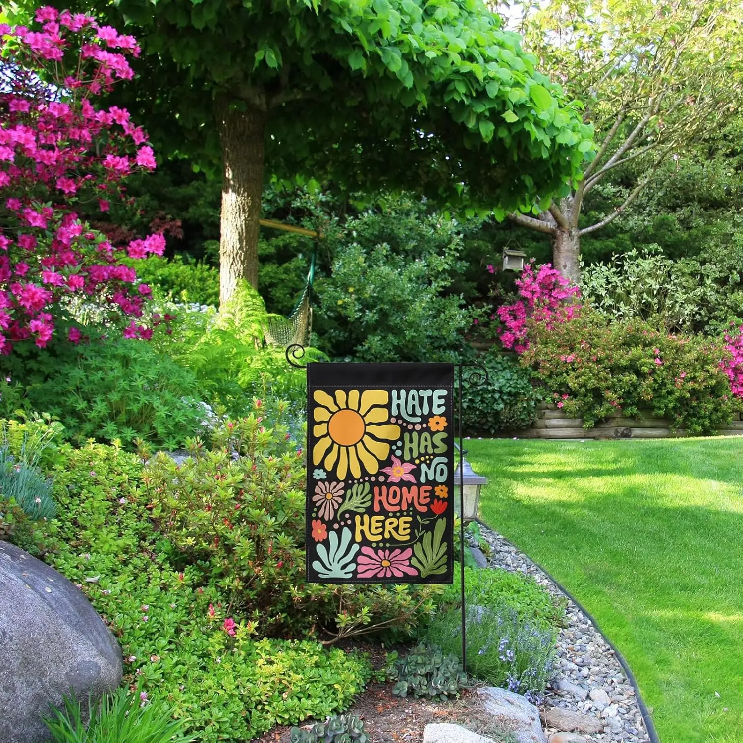 Hate Has No Home Here Garden Flag 12x18 Inches - Double Sided, Fade-Resistant Polyester, Yard Decoration for Front Porch, La SSL