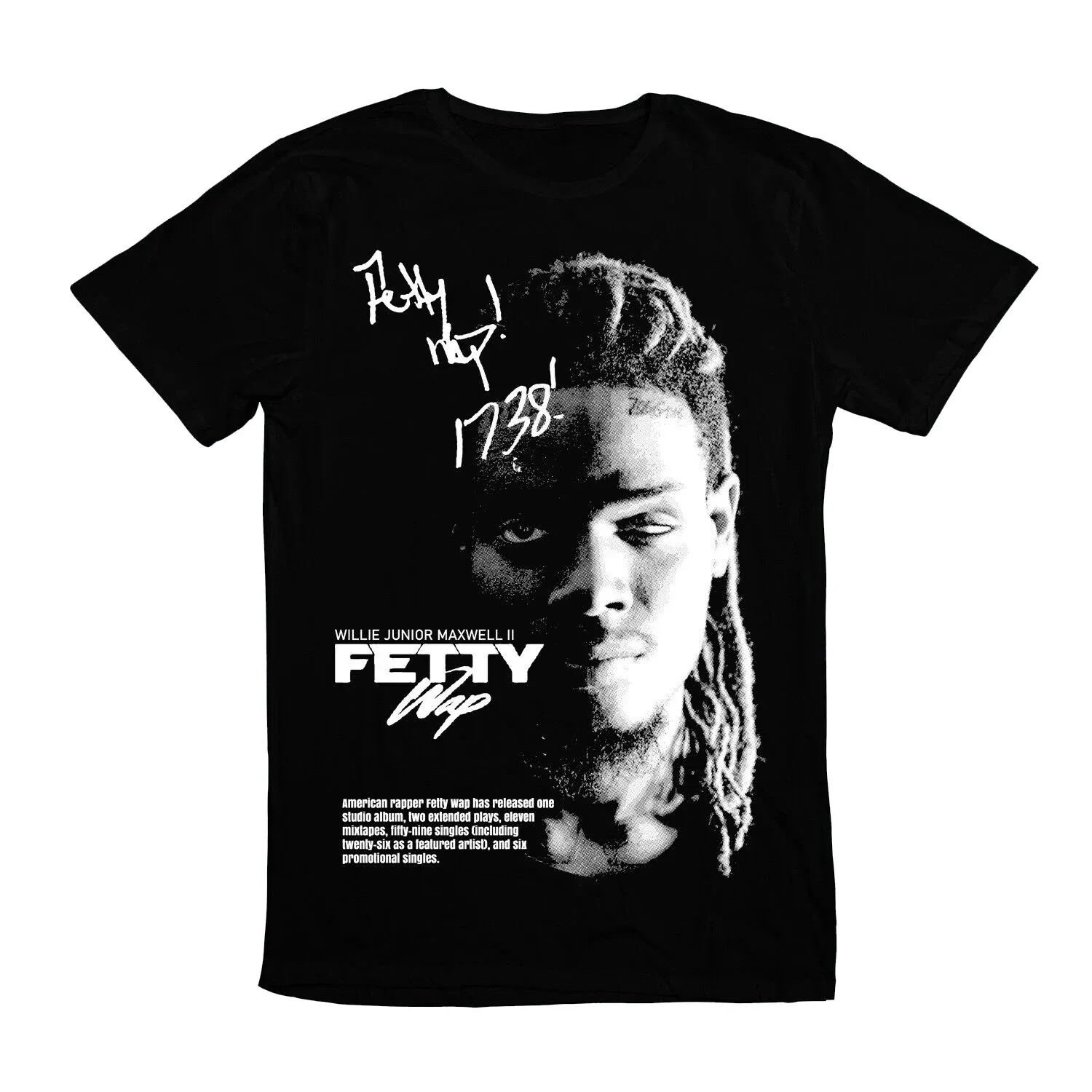 Camiseta masculina Fetty Wap Willie Junior Rapper Popular RAP Music Tees Nova